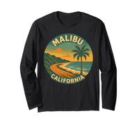 Malibu California Retro Beach Surf Vintage Palm Palisades Long Sleeve T-Shirt