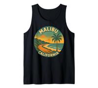 Malibu California Retro Beach Surf Vintage Palm Palisades Tank Top