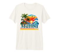Malibu California Retro Sunset Beach Summer Vacation Premium T-Shirt