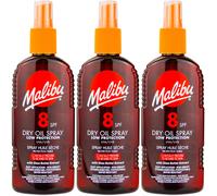 Malibu Dry Oil Spray SPF 8 200ml l Sun Protection l Beach Essential X 3