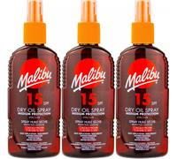 Malibu Dry Oil Spray SPF15 200ml | Sunscreen | Beach Essential | Skincare X 3