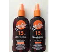 Malibu Dry Oil Spray with SPF15 Two x 200ml Pump Medium Sun Protection NEW