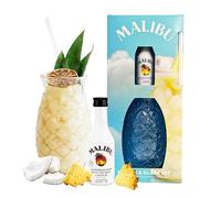 Malibu Gift Set for Women Gifts - Malibu Coconut Rum Pina Colada Miniature Alcohol Bottles 5cl, Pineapple Shape Cocktail Glass & Straw. Christmas Gifts for Women, Stocking Fillers.