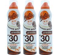 Malibu High Protection Water Resistant Vitamin Enriched SPF 30 Sun-Screen Continuous Lotion Spray, 175ml 3 Pack