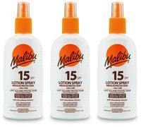 Malibu Lotion Spray SPF15 200ml l Sunscreen l Suncream X 3