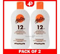 Malibu Low Protection SPF 12 Water Resistant UVA Sunscreen Lotion 400ml 2 Packs