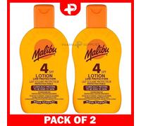 Malibu Low Protection Water Resistant Vitamin E SPF 4 Sun-Screen Lotion 2 Packs
