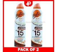 Malibu SPF 15 Lotion Aerosol Medium Protection UVA/UVB Continuous Spray 2 Packs
