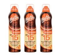 Malibu SPF 15 Low Protection Continuous Dry Oil Spray 175ml | 3 Pack