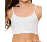 Malibu Sugar Girl Bra Camisole Crop Cami Training Bras for Girls - Spaghetti Strap Seamless Comfort One Size Fits Girls 10-14, White, 10-14 Years