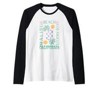 Malibu Summer California Beach Retro Abstract Art Graphic Raglan Baseball Tee