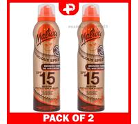 Malibu Sun Continuous Bronzing Tanning SPF 15 Coconut Oil Spray 175ml Pack of 2
