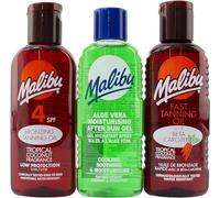 Malibu Sun Protection SPF 4 Fast Bronzing Tanning Oil Aloe Vera After Sun Burn Travel Kit