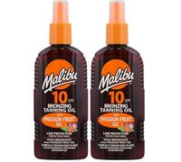 Malibu Sun SPF 10 Bronzing Tanning Oil Spray with Passion Fruit Oil, Medium Protection Tanning Spray, Hydrating Bronzing Body Oil, Tropical Scent, 200ml (Pack of 2)