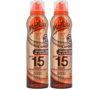 Malibu Sun SPF 15 Continuous Tanning Oil with Coconut Spray, Easy Application, Medium Protection, Moisturising Body Oil Mist, 175ml (Pack of 2)