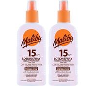Malibu Sun SPF 15 Lotion Spray, Medium Protection Sun Cream, Water Resistant, Vitamin Enriched, 200ml (Pack of 2)