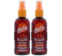 Malibu Sun SPF 15 Non-Greasy Dry Oil Spray for Tanning, Medium Protection, Water Resistant, 100ml (Pack of 2)