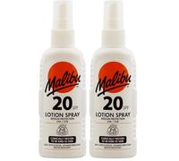 Malibu Sun SPF 20 Sun Lotion Spray with Shea Butter Extract, Moisturising Sunscreen Spray for Body, Lightweight Hydrating Sun Cream, Water Resistant Vitamin Enriched, 100ml (Pack of 2)