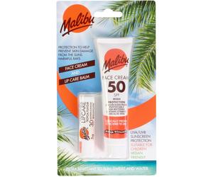 Malibu Sun SPF 50 Face Cream and SPF 30 Lip Balm Duo, High Protection Sun Cream