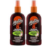Malibu Sun SPF 8 Bronzing Tanning Oil Spray With Argan Oil, Low Protection, Water Resistant, 200ml (Pack of 2)