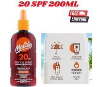 Malibu Sun SPF Dry Oil Spray 200ml Water Resistant Suncare Non-Greasy Tanning UK