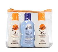 Malibu Sun Travel Essentials with Medium and Low Suncream Protection and Soothing Aftersun Lotion, Water Resistant, SPF 8 and 20, Multipack, 3 x 100ml