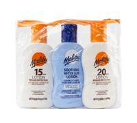 Malibu Sun Travel Essentials with Suncream Protection and Soothing Aftersun Lotion, Water Resistant, SPF 15 and 20, Multipack, 3 x