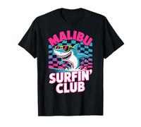 Malibu Surfin Club, Fun Retro Shark with Sunglasses T-Shirt