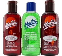 Malibu Fast Tanning Oil SPF4 Bronzing Tanning Oil & Aloe Vera Travel Bag 3 x 100ml