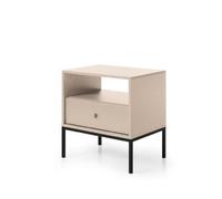 malibu wooden bedside cabinet with 1 drawer in beige
