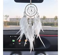 Malicosmile Car Dream Catcher for Rearview Mirror Accessories, Small White Dream Catchers for Car Hanging Ornament for Room Decoration Pendant