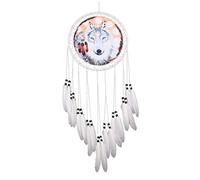 Malicosmile Wolf Dream Catcher, Handmade White Feather Dream Catchers Gift Wall Decoration Dreamcatchers