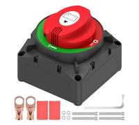 Malictele On/Off 600A Battery Switch, Rotary Actuator, Red, 12-48V, Heavy-Duty, Waterproof