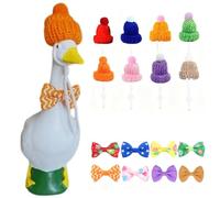 [Malieasy] 7" Celebration Waterfowl Statue Outfit Set Rubber Band Headpiece Periodic Garden Deck Easter Domination Halloween Christmas Traditional Vegetable Standard Waterfowl Hat Deck