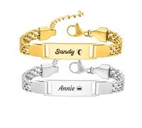 Malihome Personalized Baby Bracelets Custom Engraving Name/Text/Birth Date Stainless Steel Bracelets for Baby Baptism Toddler New Mom (Customized Bracelets)