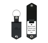 Malihome Personalized Leather Keychain Gifts for Men/Boyfriend/Dad/Husband, Family Memorial Gifts Housewarming Gifts (black)