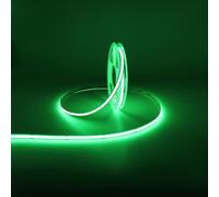 MALIIGAZA 12V Green COB LED Strip Light, 5m 480LEDs/m Flexible Cuttable LED Tape Light, 8mm Width, Dotless Super Bright for Bedroom Kitchen Gaming Room Bar TV Backlight (No Power Supply)