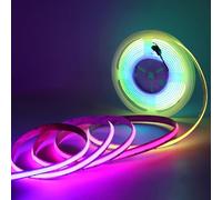 MALIIGAZA Addressable RGB COB LED Strip with WS2811 IC, 5m 12V 3600 LEDs Flexible 12mm White PCB for Gaming, TV Backlight, Indoor Decor Lighting (Controller & Power Not Included)