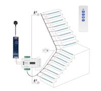 MALIIGAZA Intelligent Motion Sensor Stair Light Kit with Main Wire& Daylight Sensor, Step by Step Control 1m Cuttable LED Stair Lights Indoor with Remote (Cold White 6000K, 16 Stairs)