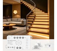 MALIIGAZA Motion Sensor Stair Lights 16 Steps LED 3000K Warm White Auto | Instant Full Illumination, Dual Sensor Control, Prevents Stair Accidents, Energy Saving, Pre-Wired Setup