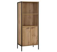 malila wooden bookcase with black metal frame in oak