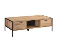 malila wooden coffee table with black metal frame in oak