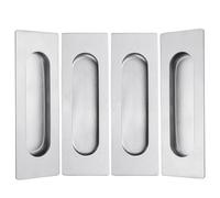 Malimali 120mm Sliding Door Handles Recessed Finger Flush Pulls for Kitchen Cabinet Door Closet Door Stainless Steel Rectangular Door Pulls Cupboard Hardware (Brushed Steel, 4 Pack)