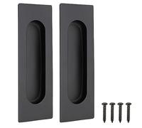 Malimali 120mm Sliding Door Handles Recessed Finger Flush Pulls for Kitchen Cabinet Door Closet Door Stainless Steel Rectangular Door Pulls Cupboard Hardware (Matte Black, 2 Pack)