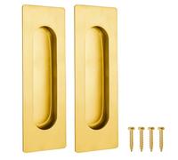 Malimali 4.72 Inch Recessed Finger Flush Pulls for Cabinet, Drawer Handle | Stainless Steel Small, Pocket Door Hardware, For Sliding Closet Door/Cupboard/Kitchen Cabinet, Brushed Gold 2 Pack