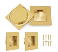 Malimali 4 Pack Recessed Sliding Door Handles, 70mm Square Flush Door Handles Hardware Stainless Steel Finger Pulls for Pocket Door Closet Door Kitchen Cupboard Door (Brushed Gold)