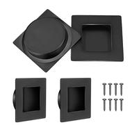 Malimali 4 Pack Recessed Sliding Door Handles, 70mm Square Flush Door Handles Hardware Stainless Steel Finger Pulls for Pocket Door Closet Door Kitchen Cupboard Door (Matte Black)