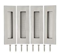 Malimali 4 Pack Stainless Steel Recessed Sliding Handles, 150mm Flush Door Hardware Finger Pulls for Pocket Closet Barn Door (Brushed Steel)