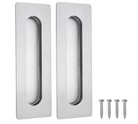 Malimali 7 Inch Large Recessed Finger Flush Pulls for Barn and Pocket Doors, Heavy Duty Sliding Closet Handle, Brushed Stainless Steel Rectangular Hardware (2 Pack)