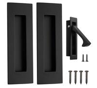 Malimali Sliding Door Handles and Edge Pull Set, 150mm Stainless Steel Recessed Flush Door Handles Hardware Finger Pulls for Pocket Door Closet Door Barn Door (Matte Black)